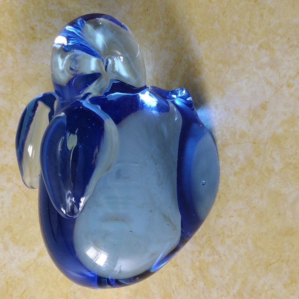 Blue Bunny Art Glass Paperweight